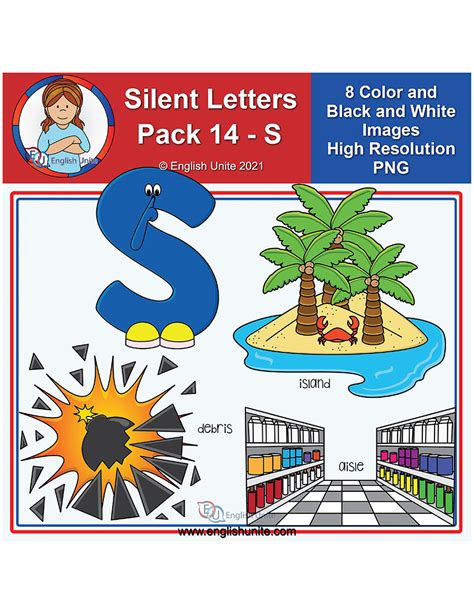 English Unite - Clip Art - Silent Letters Pack 14 (S)