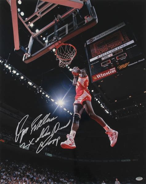 Dominique Wilkins Signed Hawks 16x20 Photo Inscribed 2x Slam Dunk