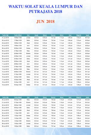 Jadual Waktu Solat Kuala Lumpur Edythe Kihn