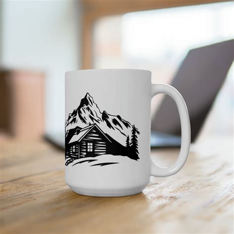 Sip And Crochet Awhile Rustic Cabin Oz White Ceramic Mug Bw Image