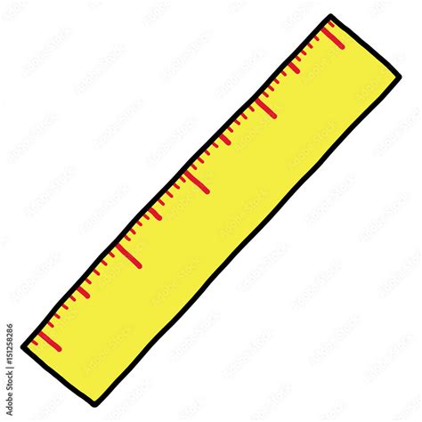 Yellow Ruler Cartoon Vector And Illustration Hand Drawn Style Isolated On White Background