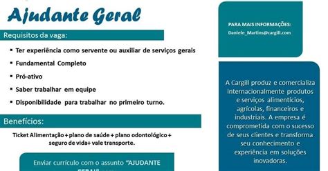 Empregos em Goiânia - GO: Vaga: Ajudante Geral