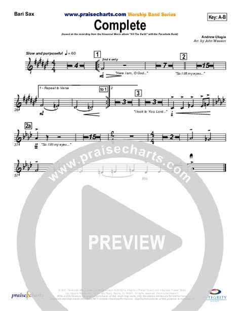 Complete Bari Sax Sheet Music Pdf Parachute Band Praisecharts