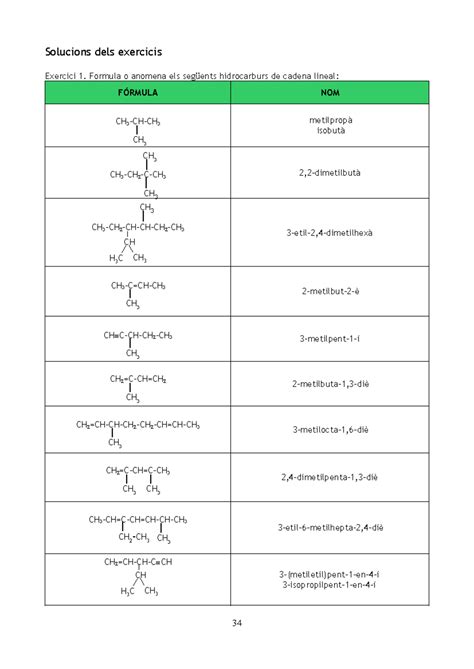 Formulacio Organica Solucions Solucions Dels Exercicis Exercici