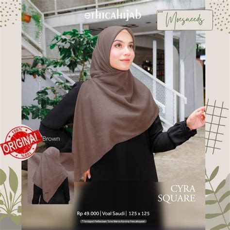 Jual Ethica Hijab Segi Empat Voal Saudi Polos Cyra Shopee Indonesia