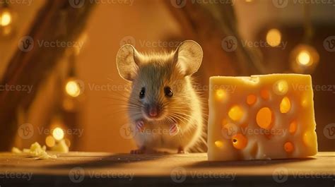 Cute little mouse eating cheese Generative AI 26203310 Stock Photo at ...