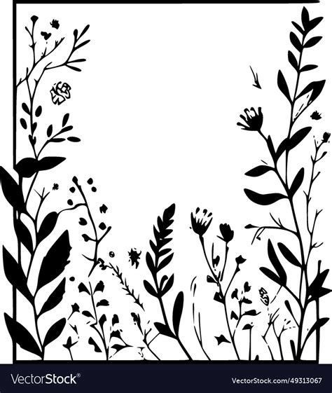 Floral border - black and white isolated icon Vector Image