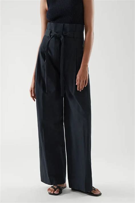 High Waisted Paperbag Trousers Dark Navy Trousers Cos Ww Paperbag