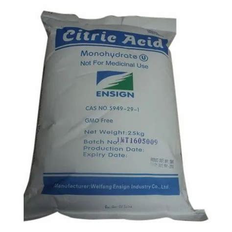 Citric Acid Powder For Chemical Industry Packaging Size 25 Kg At Rs