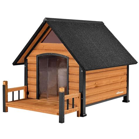 Aivituvin Outdoor Dog House With Porch Strong Iron Frame Brown Air80