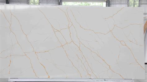 Pollution Free Artificial Natural Veins White Calacatta Quartz Slab For