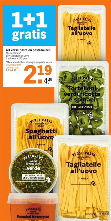 Ah Verse Pasta En Pastasauzen Gram Aanbieding Bij Albert Heijn