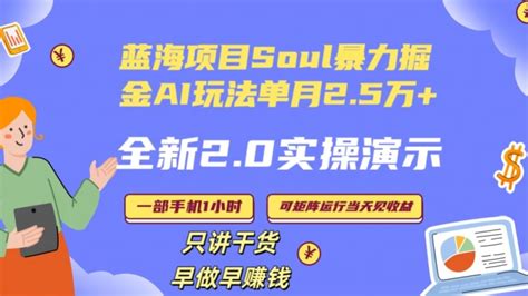 Soul Ai掘金玩法：月入2万5千，全程实操演示，小白好上手！ 前途喜乐资源网