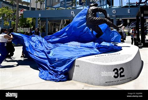 Los Angeles Dodgers Unveil The Sandy Koufax Statue In The Centerfield Plaza To Honor The Hall