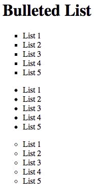create  bulleted list html
