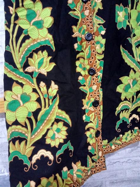 Dress Batik Hitam Bunga2 Hijau Fesyen Wanita Pakaian Wanita Gaun