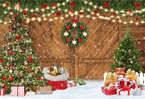 Amazon Leowefowa X Ft Vinyl Vintage Barn Door Christmas