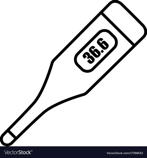 Digital Thermometer Icon Outline Style Royalty Free Vector