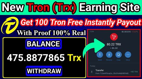 New Free Tron Earning Site Get 100 Tron Free And Instant Withdraw Now