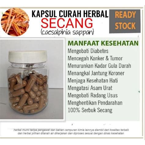 Jual Kapsul Curah Herbal Secang Isi Pcs Diabetes Antioksidan Asam