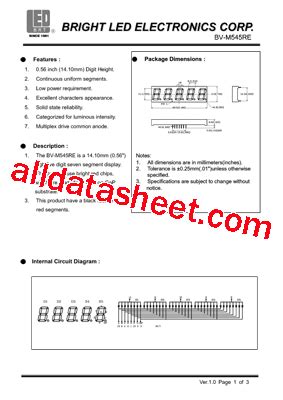 BV M545RE Datasheet PDF BRIGHT LED ELECTRONICS CORP