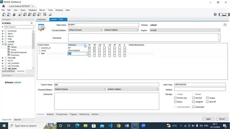 Creating Altering And Deleting Tables Using Mysql Workbench Youtube