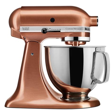 Kitchenaid Custom Metallic 5 Qt 10 Speed Satin Copper Stand Mixer Ksm152pscp The Home Depot