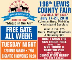 Lewis County Fair Schedule: Friday, July 18, 2018