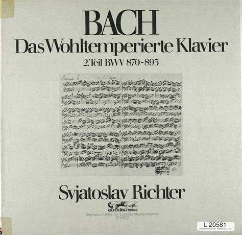 Svjatoslav Richter Bach Das Wohltemperierte Klavier Teil Bwv