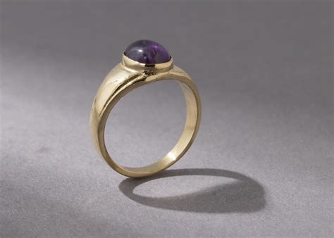 Siegelring Mit Amethyst Gold Handgemacht Siegelring Amethyst Messing