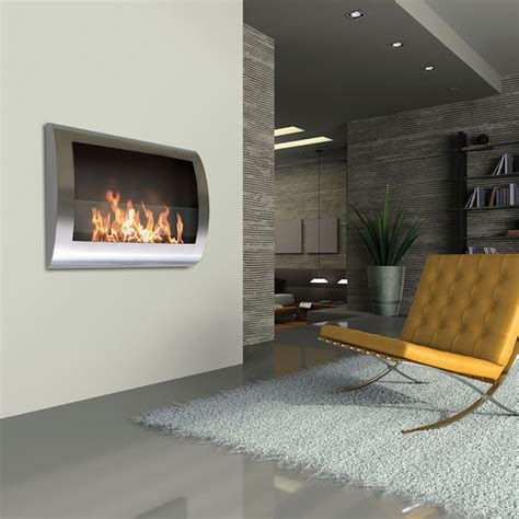 Chelsea Wall Mount Bio Ethanol Fireplace In Stainless Steel Anywhere