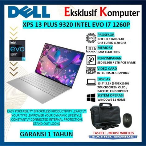 Jual DELL XPS 13 PLUS 9320 INTEL EVO I7 1260P 16GB DDR5 512GB IRIS XE