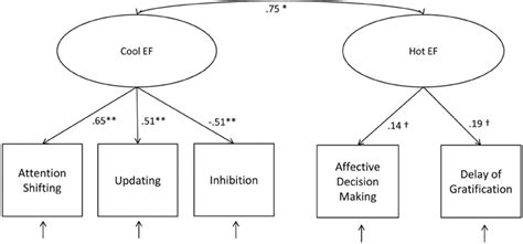 Two Factor Cfa Model Of Ef Tasks †p ≤ 010 P ≤ 005 P ≤ 001 Download Scientific Diagram