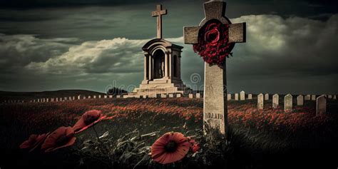 Illustration of World War One Battlefields Filled with Poppies Stock Photo - Image of poppy ...