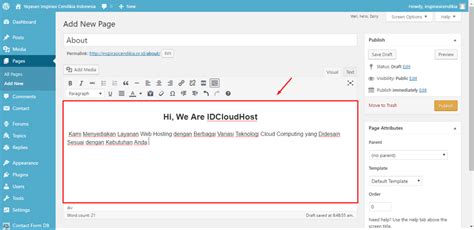 Cara Membuat Page Halaman Di Wordpress IDCloudHost