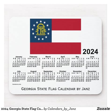 A Calendar With The State Flag Of Georgia On It As Seen In A Mouse Pad