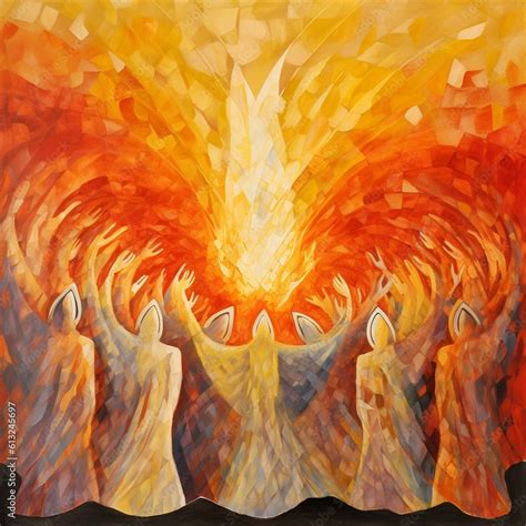 Pentecost: A Powerful Image of the Holy Spirit Descending as Tongues of Fire Stock Illustration ...