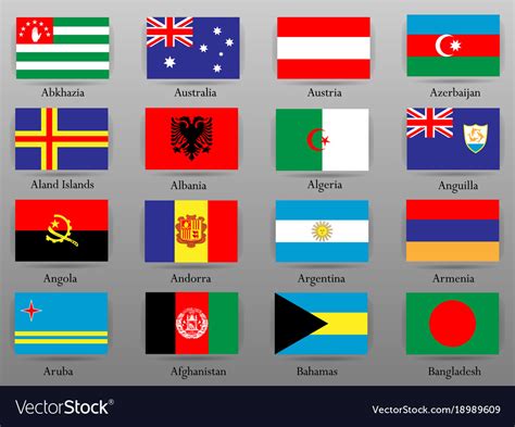 Flags of all countries the world part 1 Royalty Free Vector