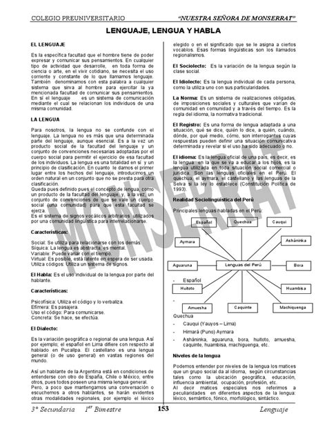 Lenguaje Lengua Y Habla Pdf Habla Lengua Española