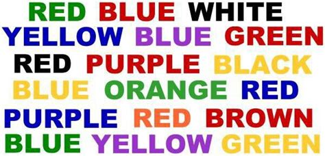 Try To Read These Words As Fast As You Can Then Say The Color Each Word Is Written In As