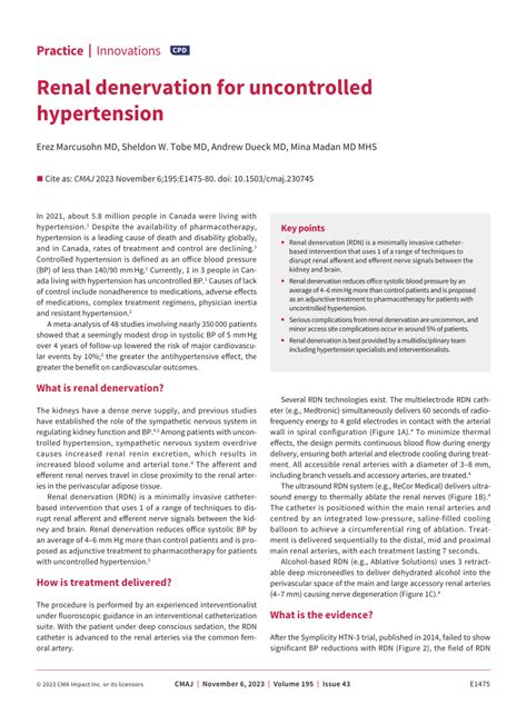 PDF Renal Denervation For Uncontrolled Hypertension