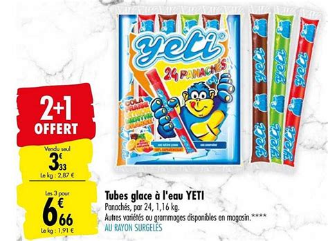 Promo Tubes Glace à L eau Yeti 2 1 Offert chez Carrefour iCatalogue fr