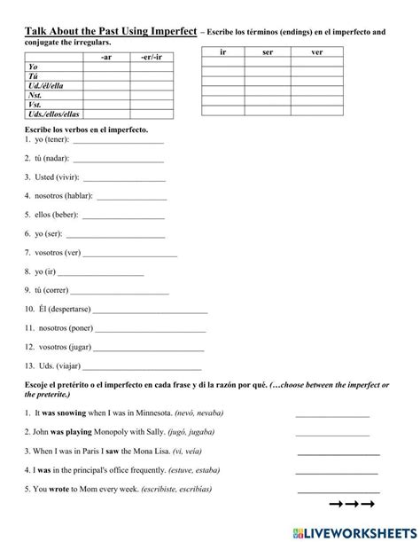 Free Spanish Preterite And Imperfect Practice Worksheet Download Free