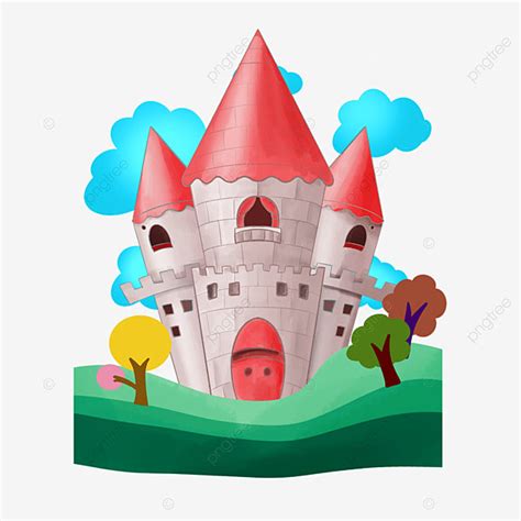 Castillo De Dibujos Animados De Cuento De Hadas En Acuarela PNG