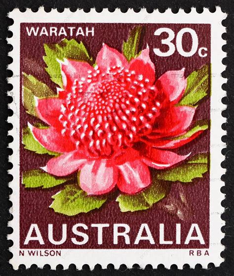 Fondo Sello Postal Australiano De 1968 Que Representa El Emblema Floral