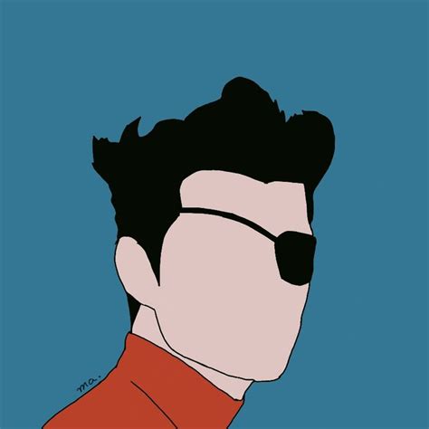 A Drawing Of A Man Wearing Sunglasses And A Red Shirt With His Hair