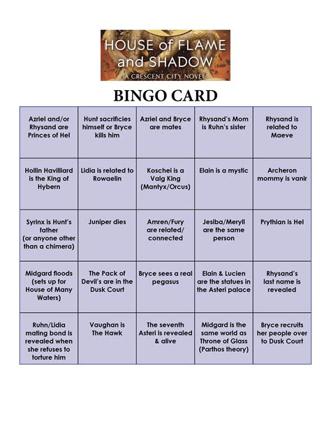 House Of Flame And Shadow Bingo Card Maasverse Spoilers R