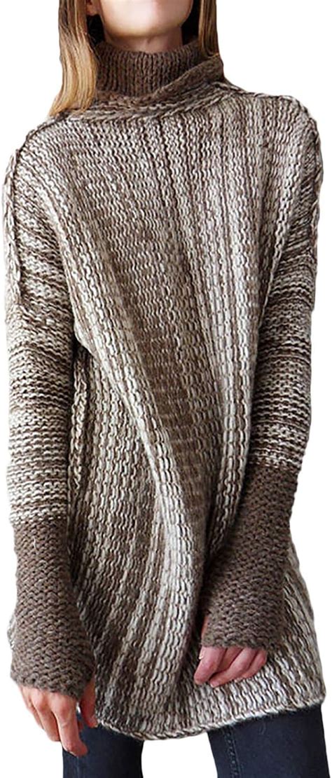 Mujer Jersey Cuello Alto Elegantes Anchas Moda Espesor Pullover Manga Larga Mode De Marca