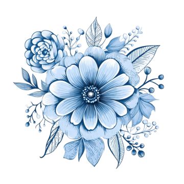 Blue Pastel Flower Doodle Flower Doodle Floral Png Transparent Image