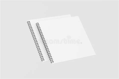 Square Spiral Notebook Notepad White Blank D Rendering Mockup Stock